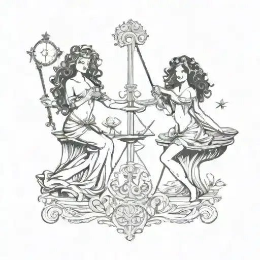 libra and Pisces tattoo design idea