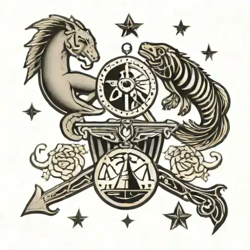 libra and Pisces tattoo design idea