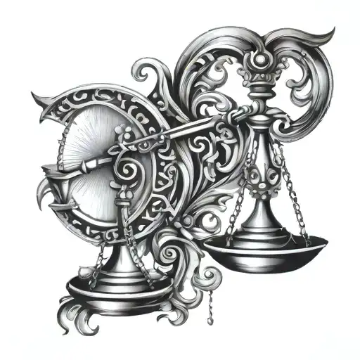 libra and Pisces  tattoo design idea