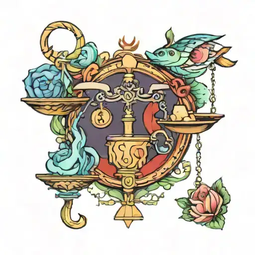libra and pisces tattoo design idea
