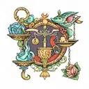 libra and pisces tattoo design idea