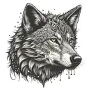 wolf with king crown tattoo design idea