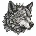 wolf with king crown tattoo design idea