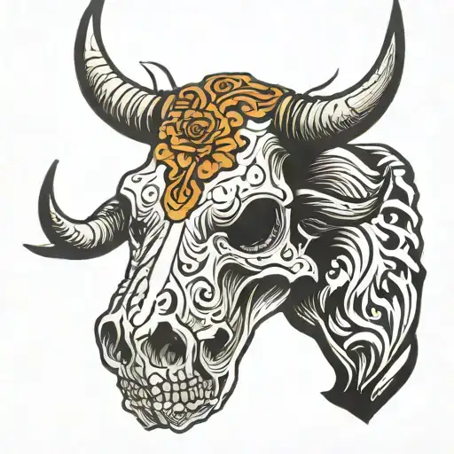 Texas longhorn skull tattoo design idea