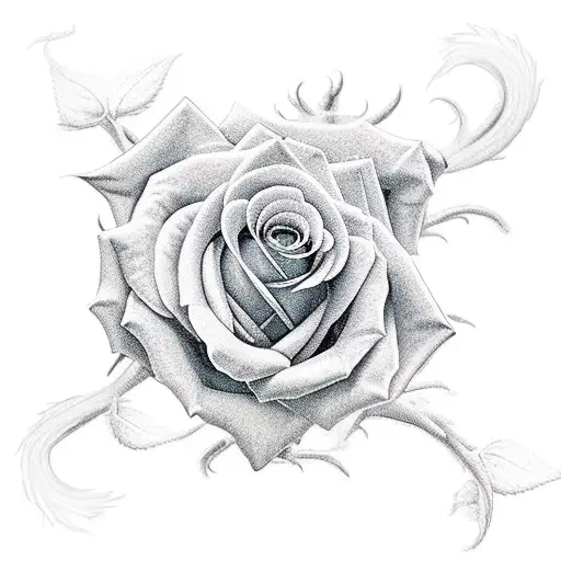 Rose and Dragon dark botanical tattoo design idea
