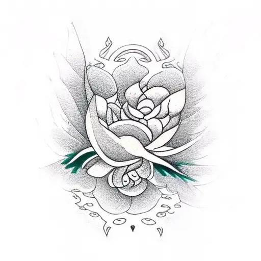 dark botanical with polynesia tattoo design idea