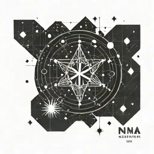 name Nina incorporated in design with Sagittarius image and constellation and date 10.12.15 tattoo design idea