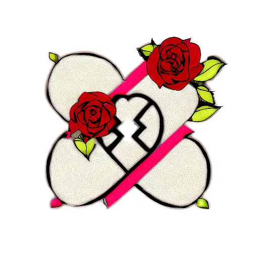Rose with heart and Swastika tattoo design idea