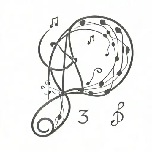 A minimalist tattoo design of a DNA double helix intertwined with musical notes tattoo design idea