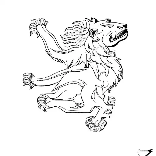 a scottish lion cyber sigilism tattoo design idea