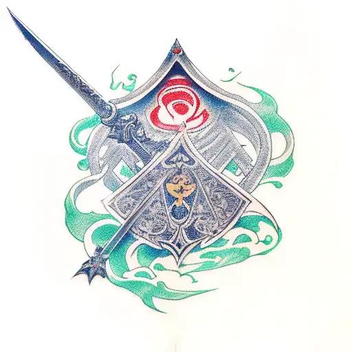 Ace of Spades with laughing coffin logo from sword art online anime tattoo design idea