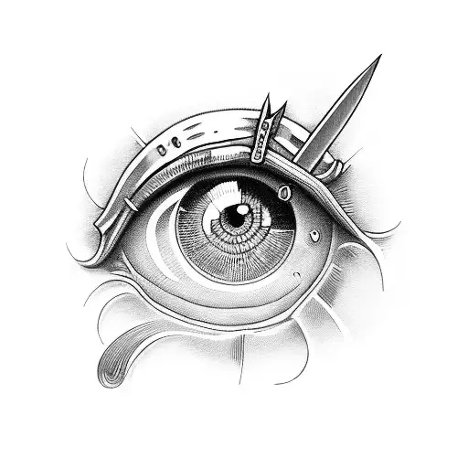eye stabbed with sword tattoo design idea