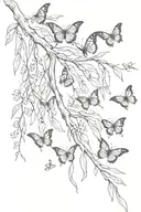 weeping willow tree branch with butterflies   tattoo design idea