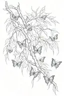 weeping willow tree branch with butterflies   tattoo design idea