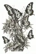 weeping willow tree branch with butterflies   tattoo design idea
