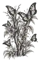 weeping willow tree branch with butterflies   tattoo design idea