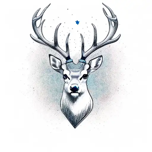 A new-school design featuring a stag with crossfit equipment incorporated into its antlers tattoo design idea