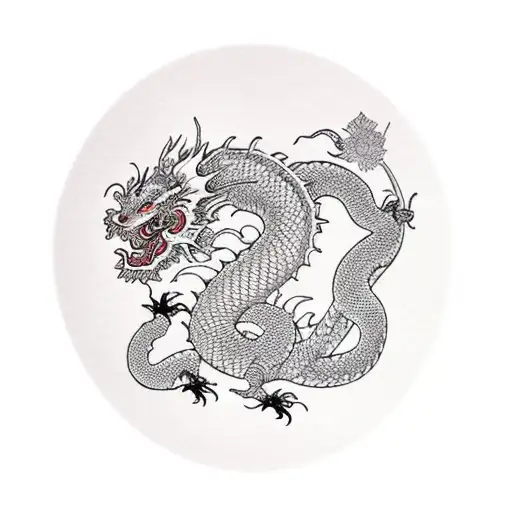 japanese dragon on a sakura tree tattoo design idea