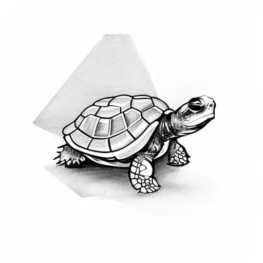 Baby turtle with marijuana leaf shell tattoo design idea