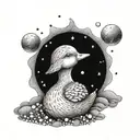 duckling sleeping on moon tattoo design idea