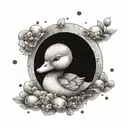 duckling sleeping on moon tattoo design idea