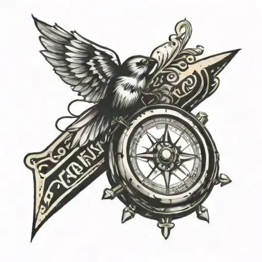 travelers compass tattoo design idea