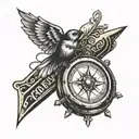 travelers compass tattoo design idea