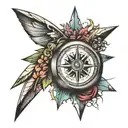 travelers compass tattoo design idea