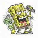 gangster zombie SpongeBob tattoo design idea
