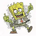 gangster zombie SpongeBob tattoo design idea