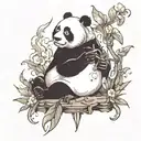 Panda smoking tattoo design idea