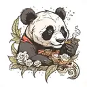 Panda smoking tattoo design idea