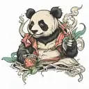 Panda smoking tattoo design idea