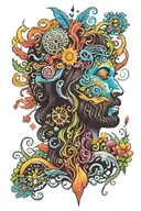 Surreal Hippie Colourful tattoo design idea