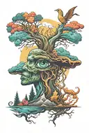 Surreal Hippie Colourful tattoo design idea
