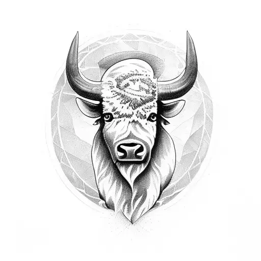 A symbolic tattoo showing a peace sign formed by two bison horns, with a backdrop of Dublin's iconic landmarks tattoo design idea