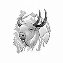 A map-inspired tattoo combining the outline of Ireland with the scenic beauty of the San Diego mountains, with a bison roaming in between tattoo design idea