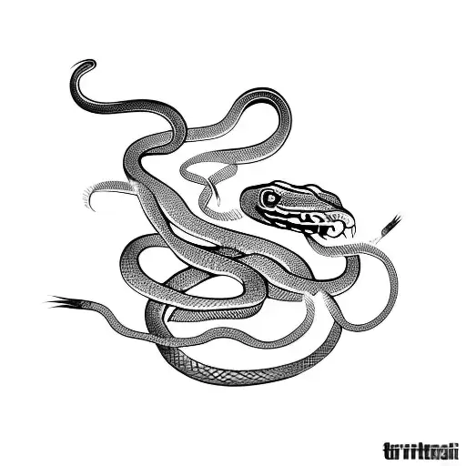 Snake with fire tattoo design idea