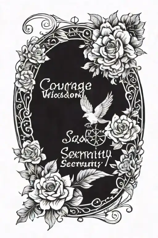 Incorporate words Courage wisdom  serenity  tattoo design idea