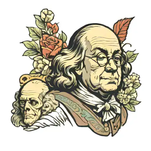 benjamin franklin with face mask   tattoo design idea