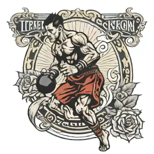 traveling kickboxing tattoo design idea