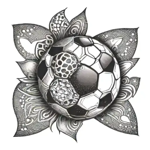 A soccer ball with a heart-shaped design, representing the love for the sport and family tattoo design idea