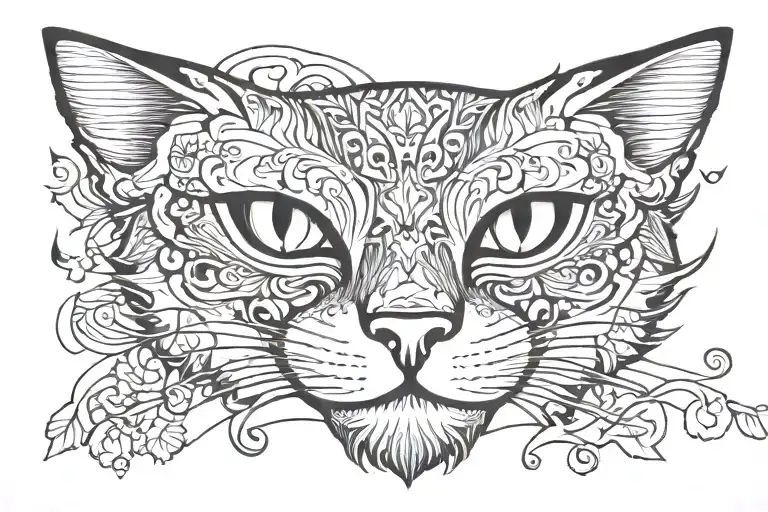 animal cat tattoo design idea