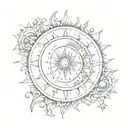 sun moon stars without faces tattoo design idea