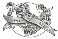 "Cheers Mate" arm band using grey cancer ribbon and celtic design tattoo design idea