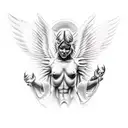 angel fighting demon tattoo design idea