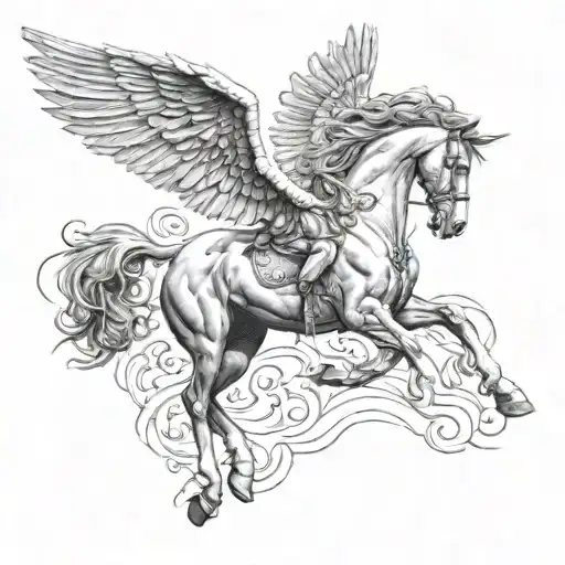 bellerophon on pegasus tattoo design idea