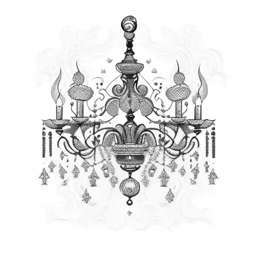 Chandelier engraved style tattoo design idea