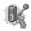 Combination of microphone and gun  tattoo design idea
