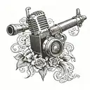 Combination of microphone and gun  tattoo design idea